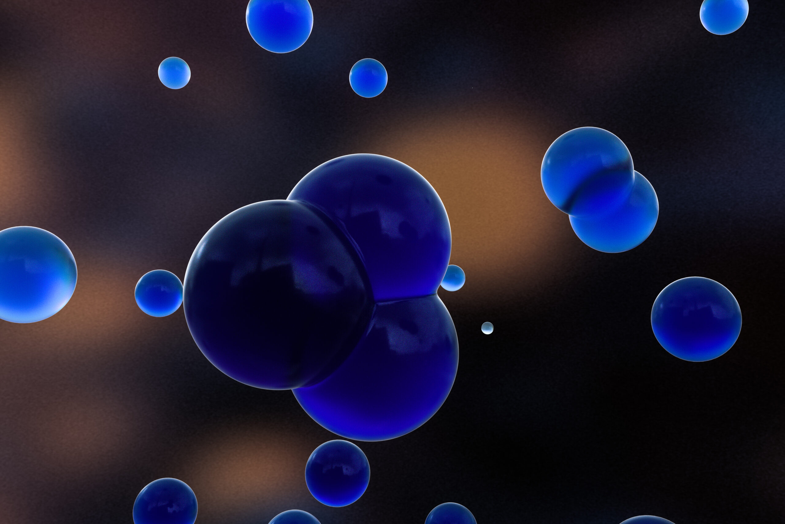 blue spheres molecular model random distributed 3d rendering 1 scaled 1