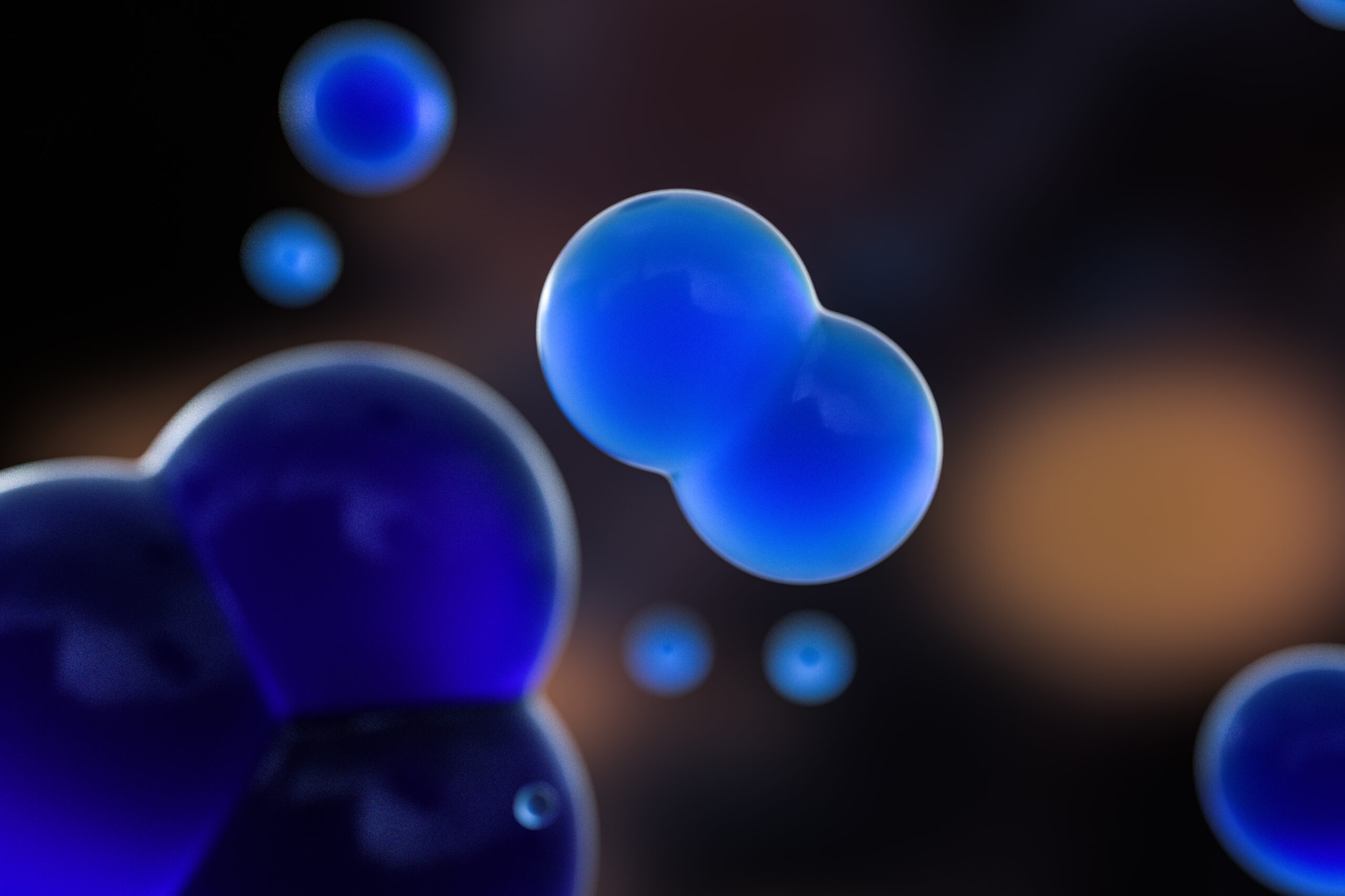 blue spheres molecular model random distributed 3d rendering scaled 1