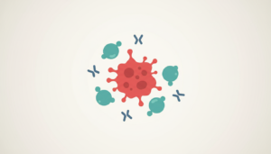 Illustration of immune T cells attacking a cancer cell